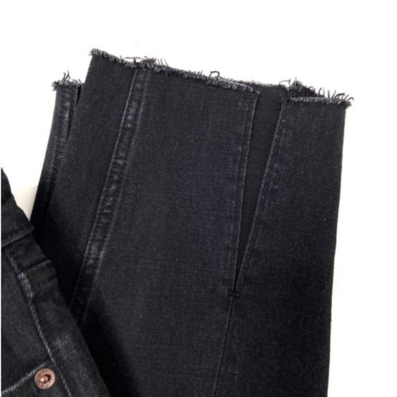 Abercrombie & Fitch Simone High Rise Slim Jeans Raw Hem Ankle Slit Black Size 30 - Picture 7 of 12